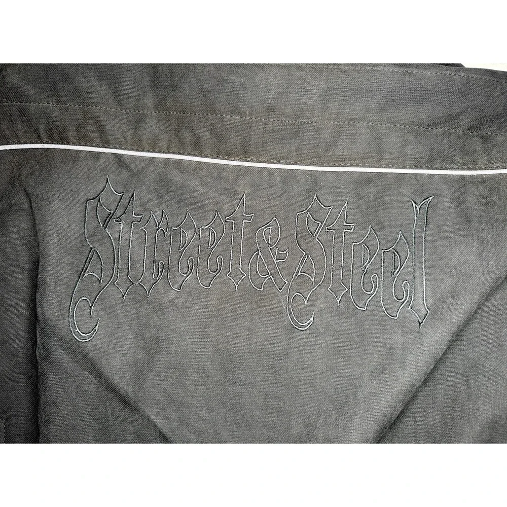 Street & Steel Black Padded Motorcycle Riding Jacket‎ Brotherhood Patch Sz XL